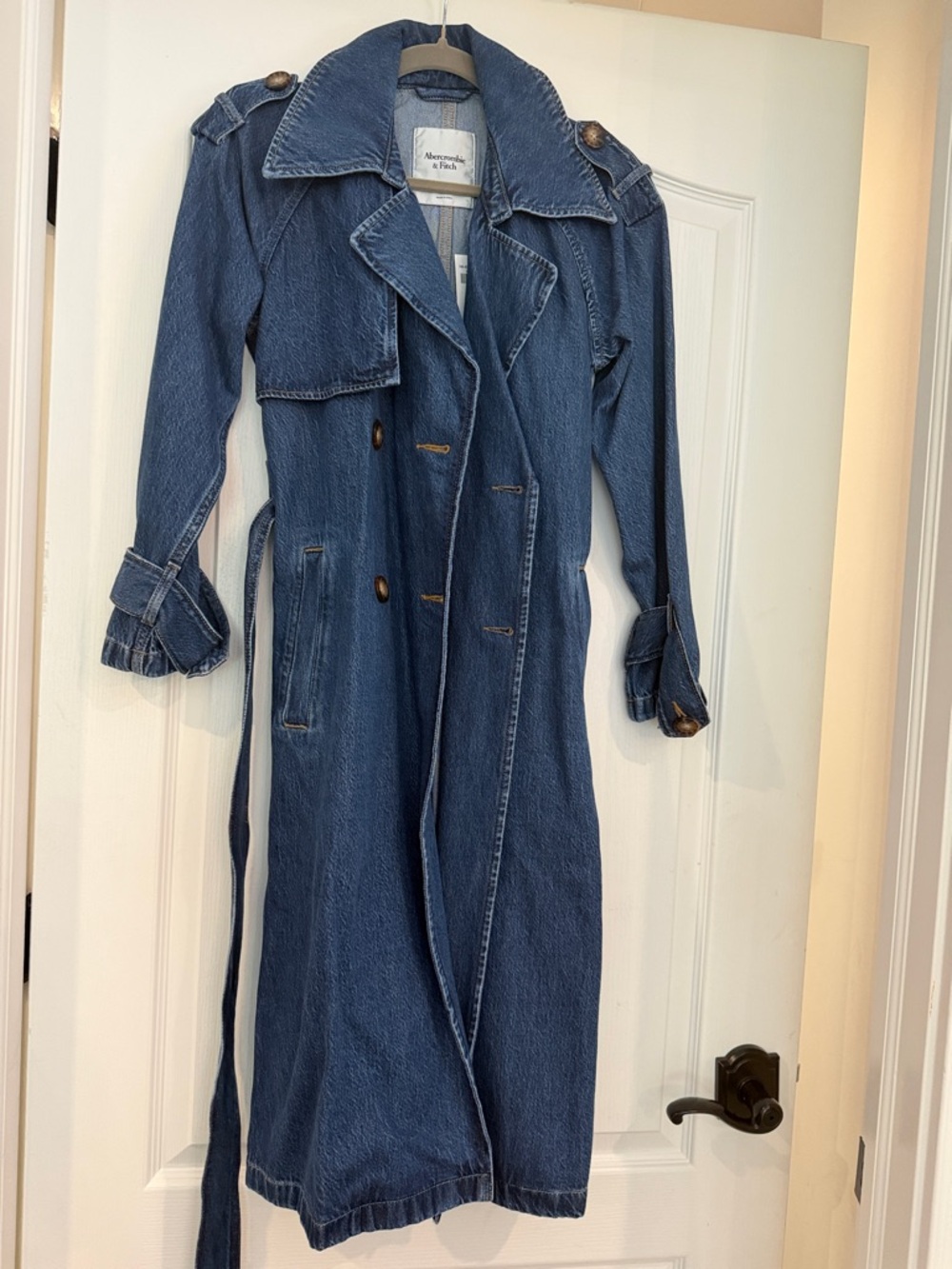 Abercrombie & Fitch Denim Trench Coat - Dark Blue